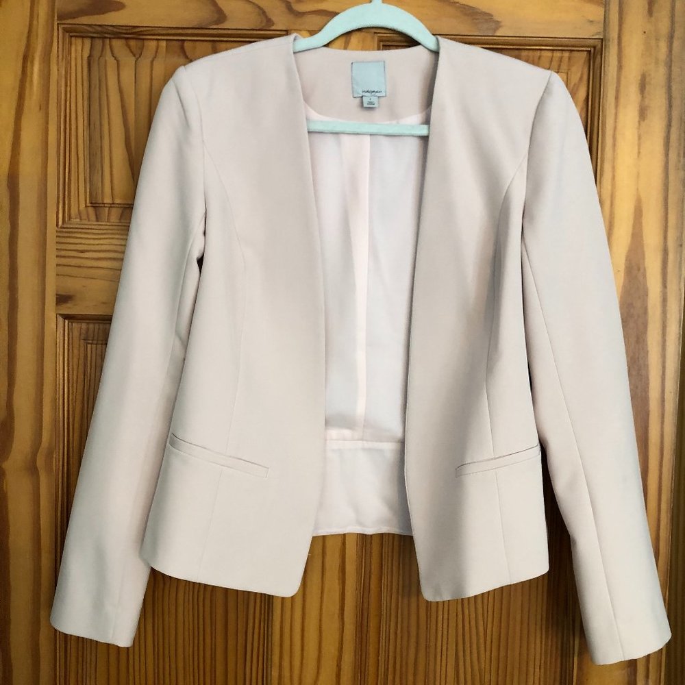 Pale pink, open front blazer